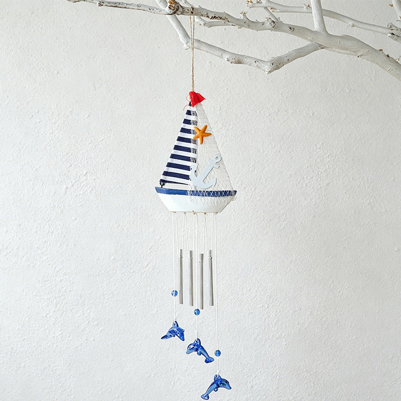 CouldNook Blue & White Wooden Sailboat - Nautical Sailboat Wall Ornament