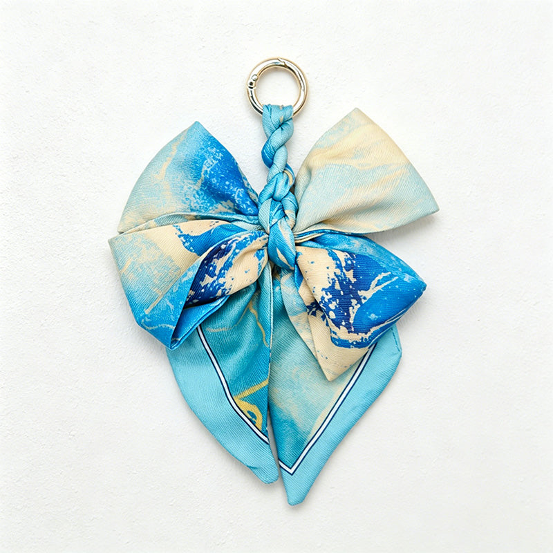 CouldNook 5.51'' Blue Series Pattern Bow Bag Charm - Handle Accent