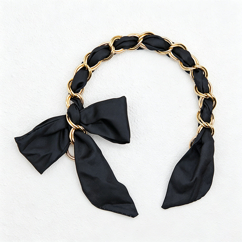 CouldNook 16.54'' Black Series Pattern Bow Chain Bag Strap - Everyday Accent
