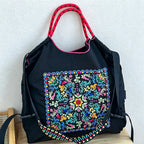 CouldNook Floral Square Embroidery Shopping Bag - Everyday Market Accent