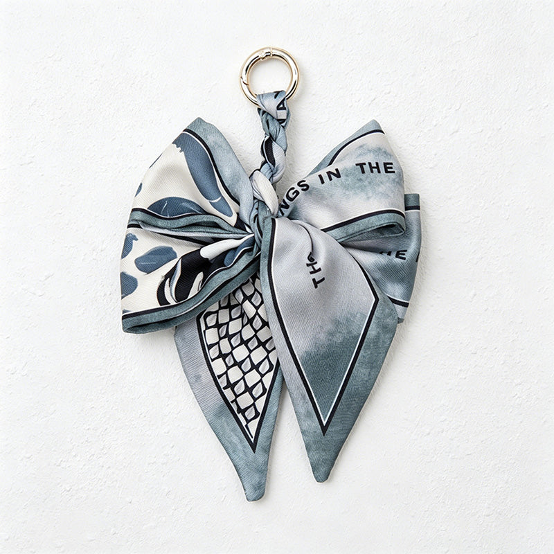 CouldNook 5.51'' Blue Series Pattern Bow Bag Charm - Handle Accent