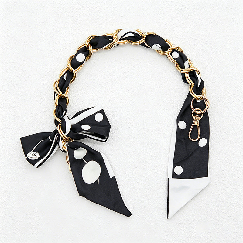 CouldNook 16.54’’ Black Series Printed Bow Chain Bag Strap - Soft Accent