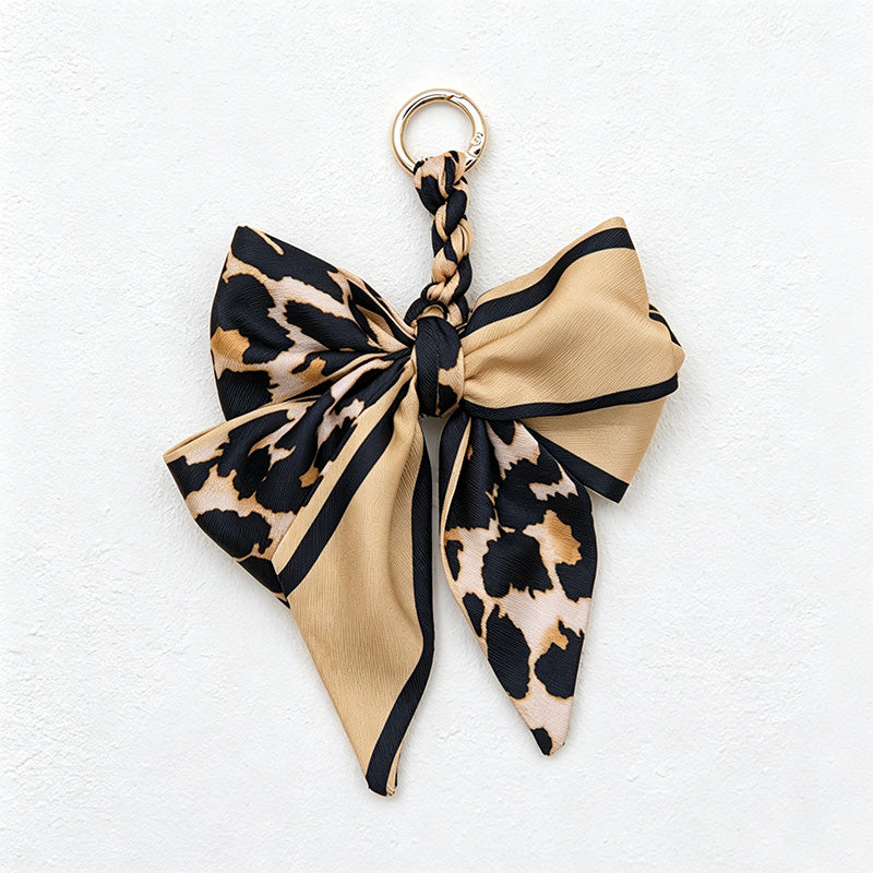 CouldNook 5.51''  Khaki Series Pattern Bow Bag Charm - Handle Accent