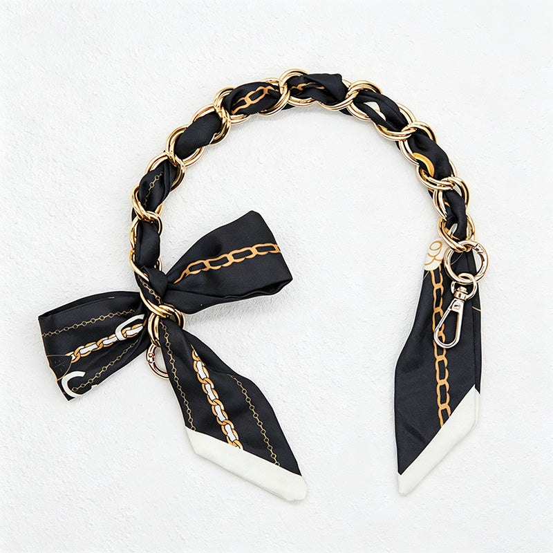 CouldNook 16.54'' Black Series Pattern Bow Chain Bag Strap - Everyday Accent