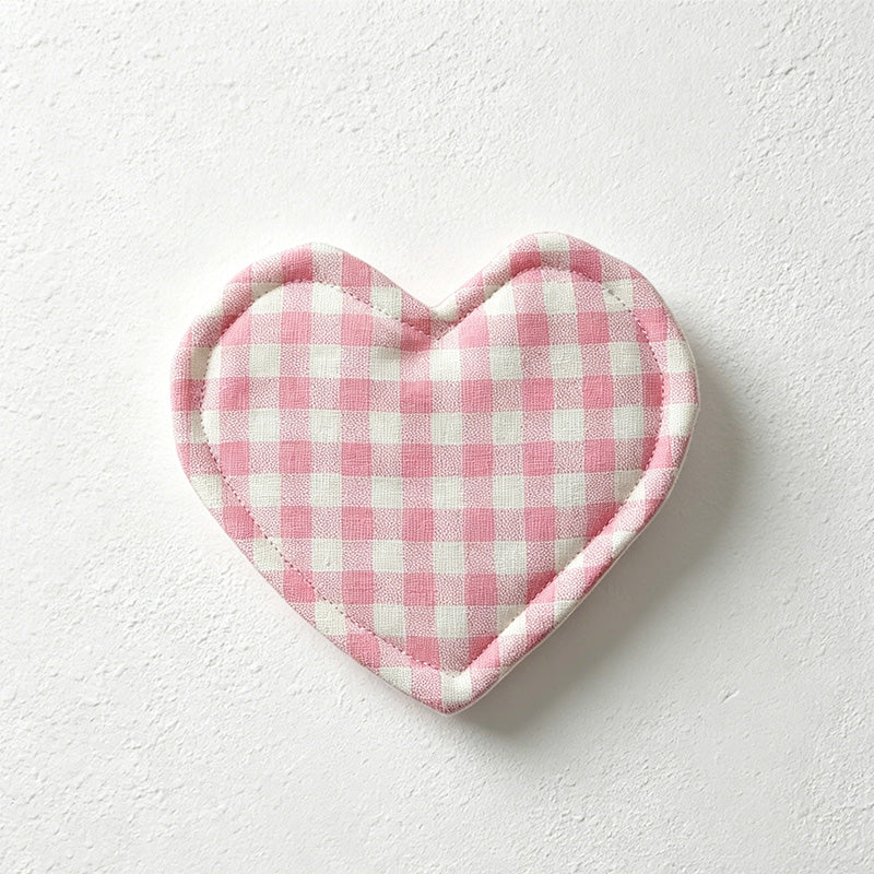 CouldNook Heart Plaid Coaster - Aesthetic insulated Fabric Mat