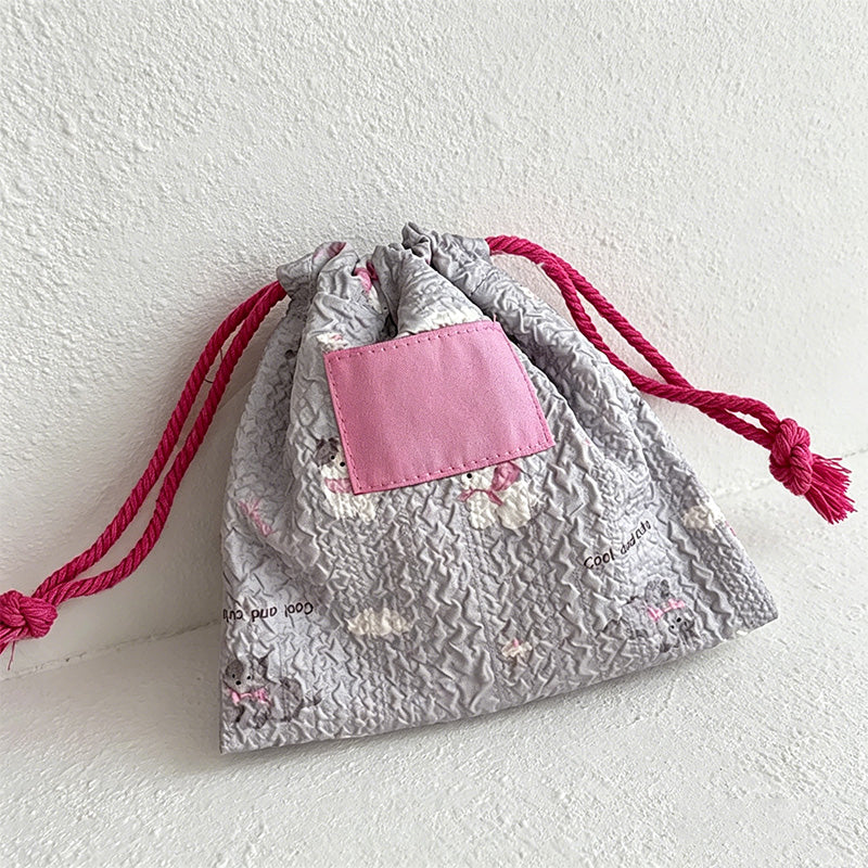 CouldNook Cake Bear Drawstring Bag - Soft Portable Accessory Pouch