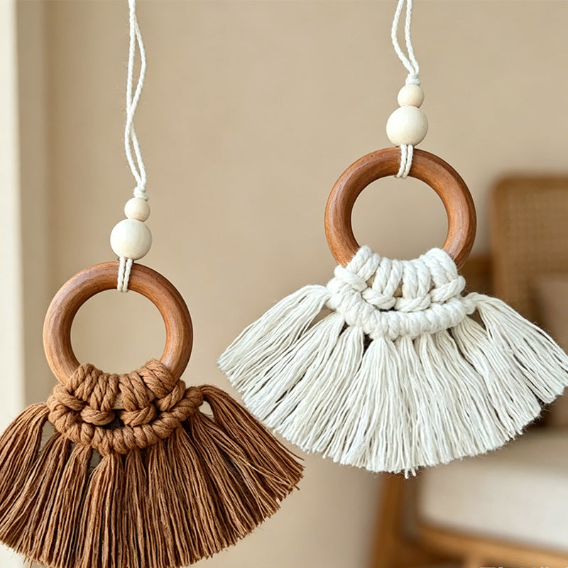 CouldNook Macrame Ring Tassel Ornament - Car and Room Accent