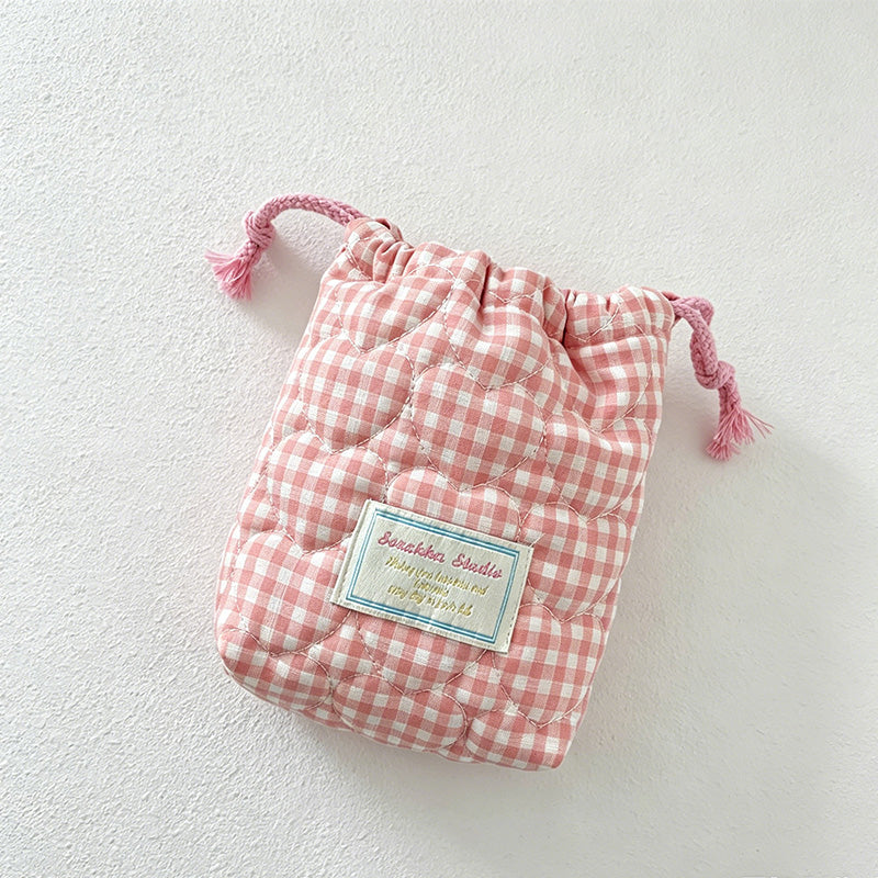 CouldNook Quilted Drawstring Storage Pouch - Soft Vanity Organizer