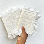 CouldNook Ruffled Lace Fabric Journal Cover - Desk and Planner Notebook