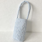 CouldNook Gingham Quilted Fabric Cup Sleeve - Portable Drink Bottle Carrier Bag