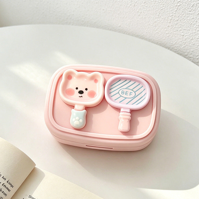 CouldNook Cartoon Frying Pan Shaped Contact Lens Case - Travel Lens Accessory