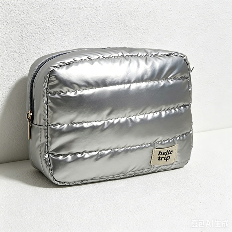 CouldNook Metallic Quilted Cosmetic Pouch - Vanity Storage Accent