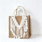CouldNook Macrame Fringe Tote Bag - Textured Carry Accent