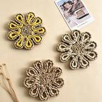 CouldNook Straw Woven Flower Mat - Aesthetic Pastoral Coaster