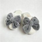 CouldNook Bunny Ear Bow Open Toe Slippers - Soft Bedroom Accent