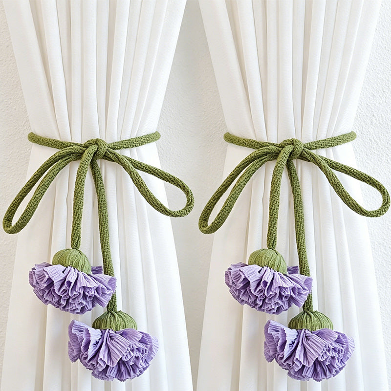 CouldNook Flower Curtain Tieback - Soft Drapery Holder (谭琪0610-8BW7HBCT01-OK)