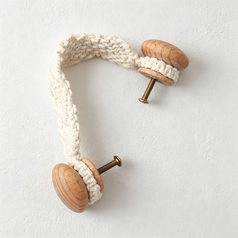 CouldNook Macrame Wood Cabinet Pull Cord - Cabinet Accent Decor