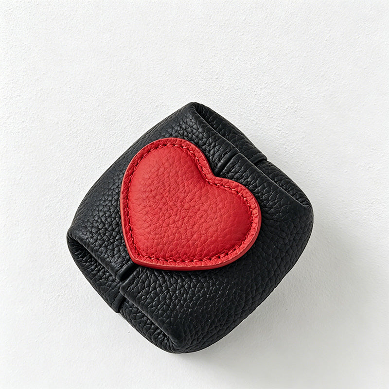 CouldNook Heart Accent Faux PU Mini Pouch - Earbud Case