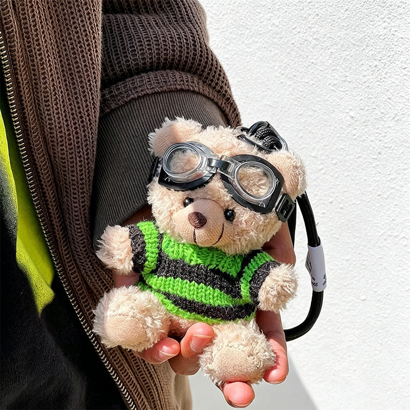 CouldNook Teddy Bear Goggle Bag Charm - Sweater Accent