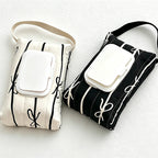 CouldNook Stripe Bow Quilted Wipe Bag - Aesthetic Portable Storage