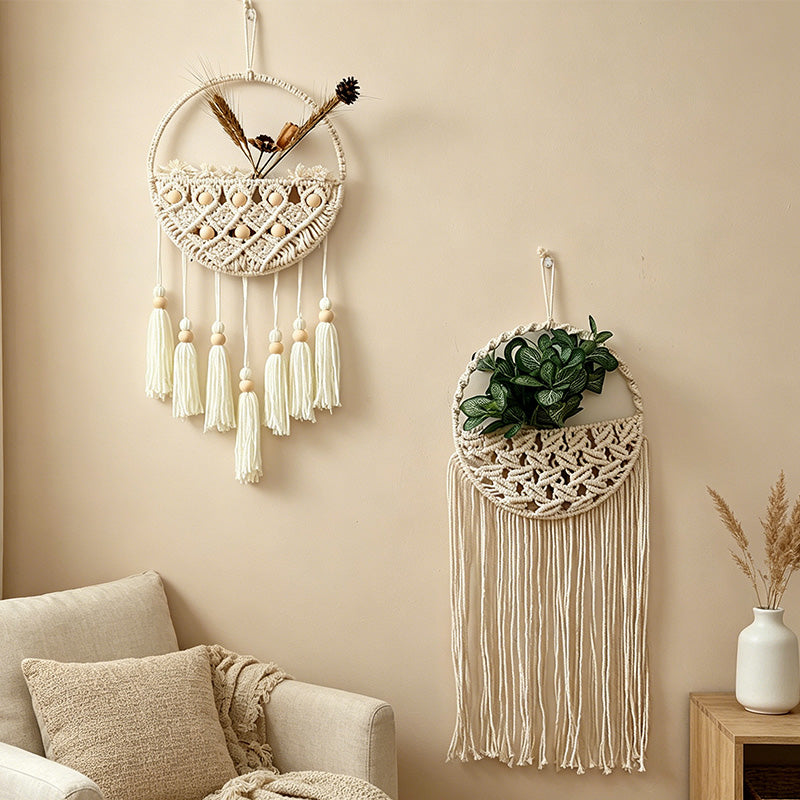CouldNook Crescent Macrame Wall Basket - Hanging Storage Decor