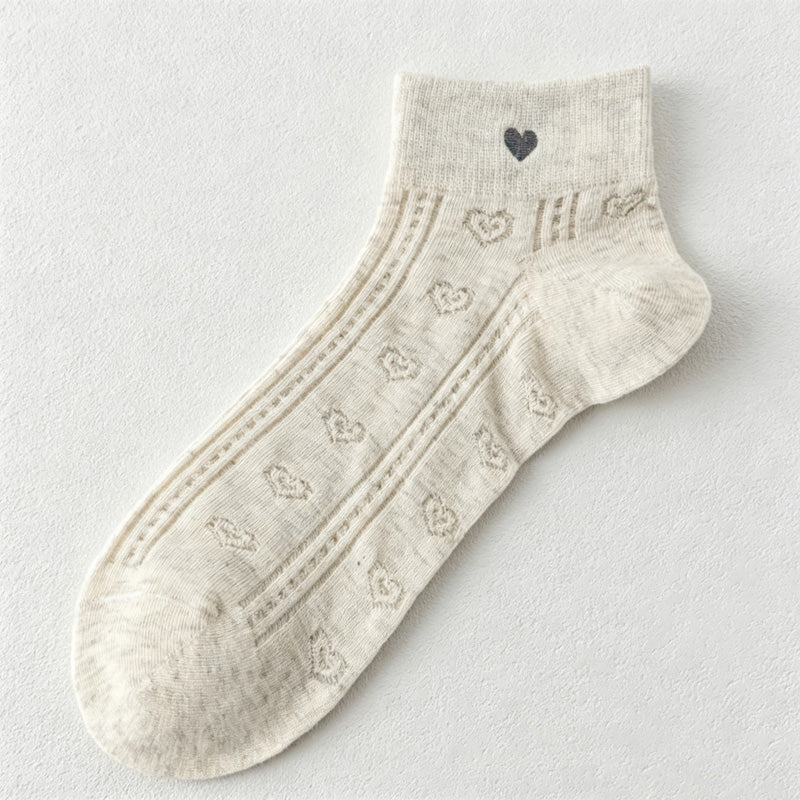 CouldNook Heart Motif Patterned Socks - Soft Home Detail (MK2COW6W8FHO05)