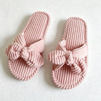 CouldNook Bow Accent Open Toe House Slippers - Bedroom Display Accent