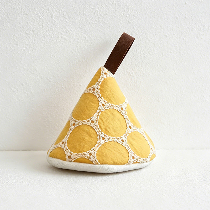 CouldNook Denim Triangular Pot Cap - Aesthetic Embroidered Handle Cover