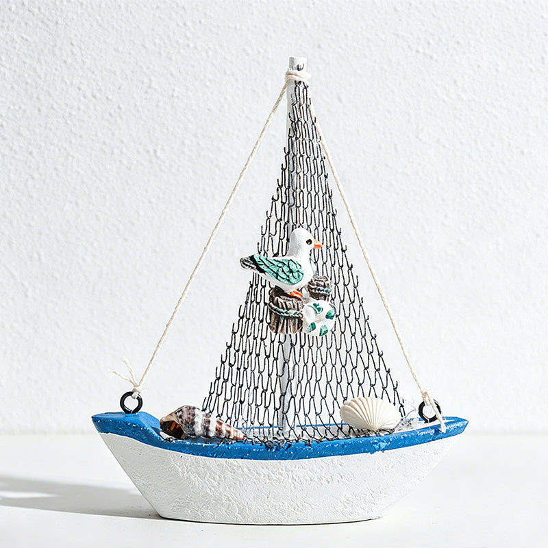 CouldNookMediterranean Wooden Sailboat Model - Coastal Home Ornament