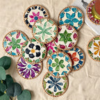 CouldNook Rattan Shell Inlaid Coaster - Aesthetic Handcrafted Mat