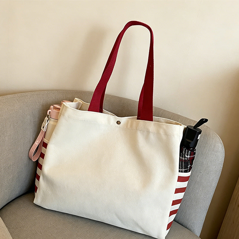 CouldNook Striped Canvas Tote Bag - Everyday Shopping Accent