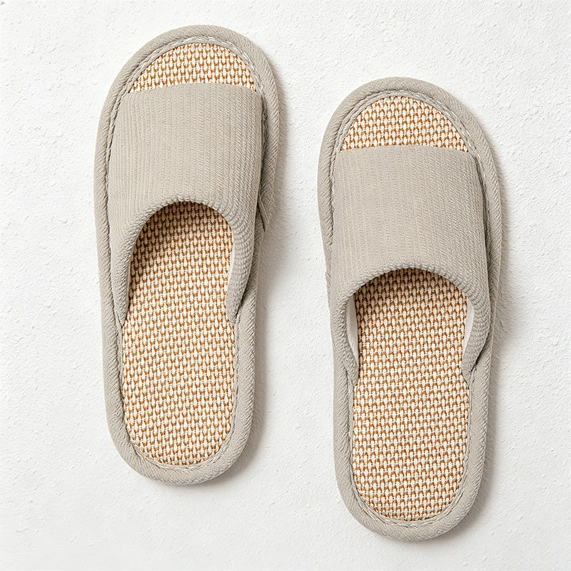 CouldNook Soft Padded Linen-Look House Slippers - Calm Indoor Accent