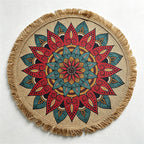 CouldNook Printed Jute Tassel Mat - Aesthetic Bohemian Round Placemat