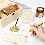 CouldNook Wooden Wedding Heart Guest Book Box Set with 2 Pens