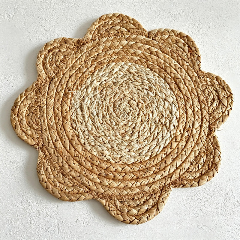 CouldNook Faux Straw Flower Shape Table Placemat - Practical Room Accent