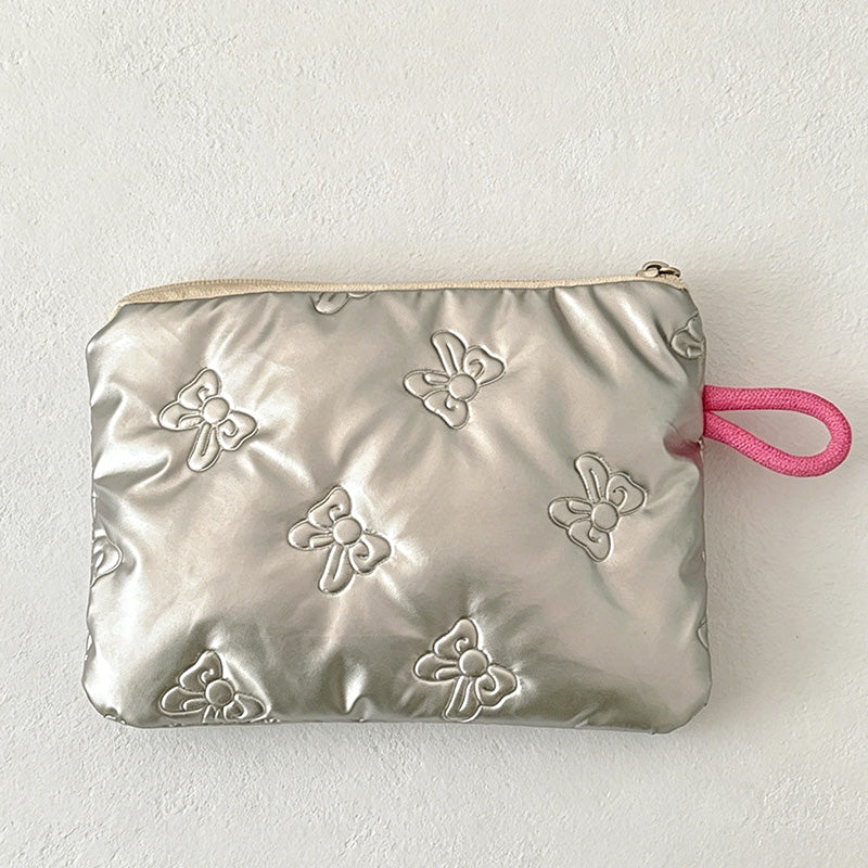 CouldNook Bow Embossed Mini Storage Pouch - Portable Makeup & Sanitary Bag
