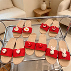 CouldNook Mushroom Applique Open Toe Slippers - Whimsical Home Accent