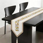 CouldNook Retro French Vintage Floral Table Runner - Luxury V-Shape Tassel Mat