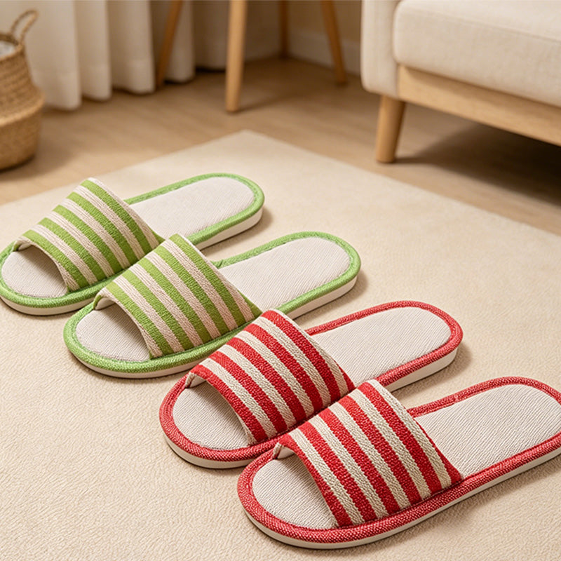 CouldNook Contrast Trim Stripe House Slippers - Warm Indoor Display Accent