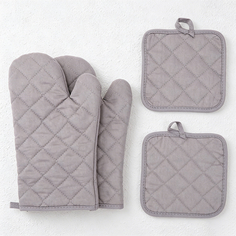 CouldNook Quilted Oven Mitt & Pot Holder Set - Kitchen Resistant Cooking Accessory