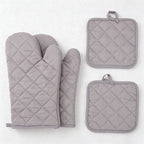 CouldNook Quilted Oven Mitt & Pot Holder Set - Kitchen Resistant Cooking Accessory
