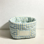 CouldNook Heart Quilted Gingham Storage Basket - Cute Desktop Organizer Bin