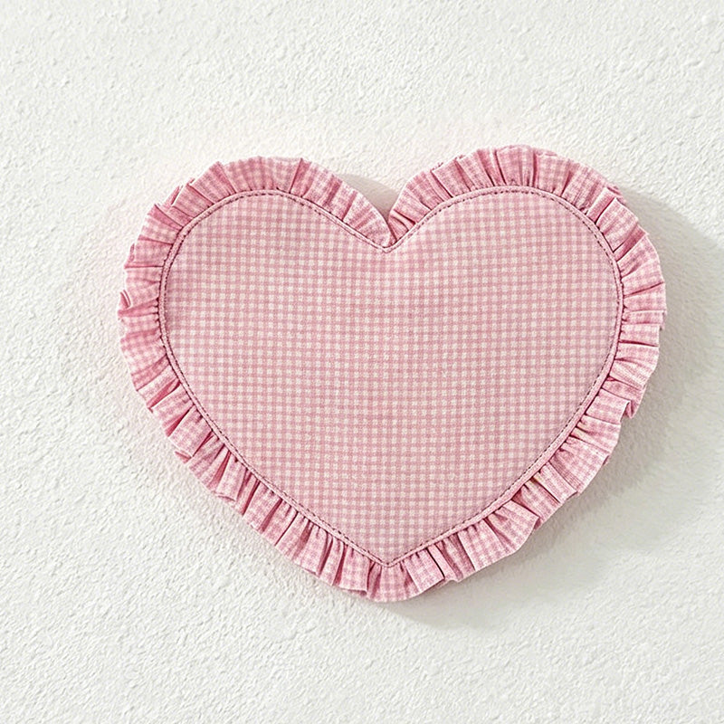CouldNook Lace Heart Plaid Coaster - Aesthetic Fabric Accessory Mat