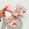CouldNook Crochet-Look Bow Open Toe Slippers - Airy Home Accent