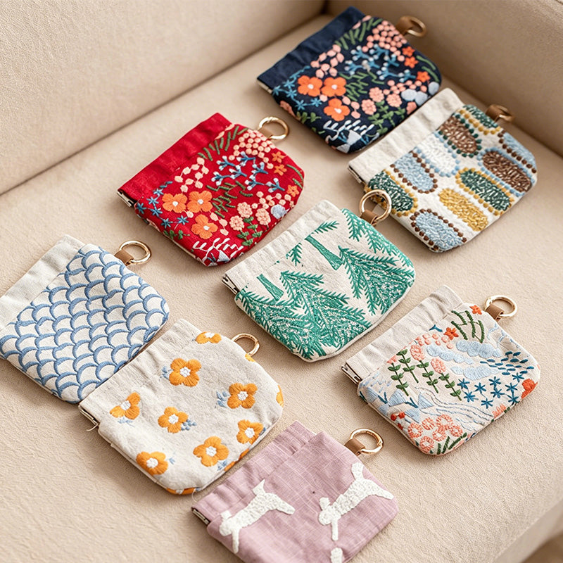 CouldNook Fake Lined Floral Drawstring Storage Pouch - Small Vanity Accent