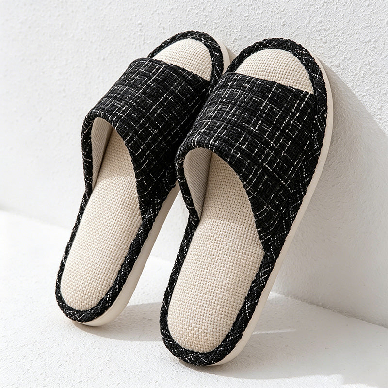 CouldNook Tweed-Look Open Toe Slippers - Soft Room Accent