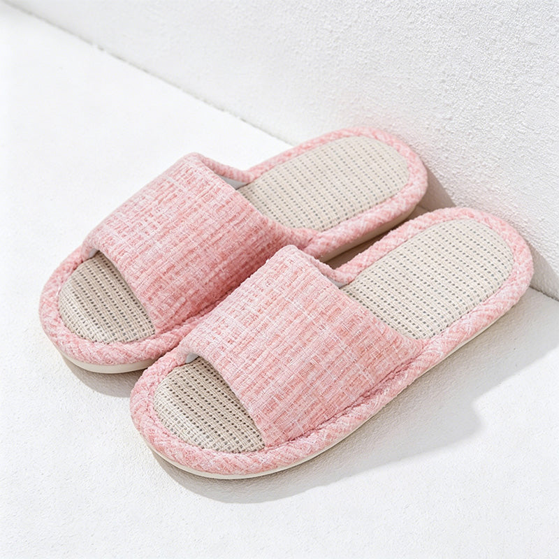 CouldNook Woven Straw-Look Open Toe Slippers - Natural Home Accent