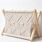 CouldNook Macrame Wood Magazine Rack - Home Storage Decor