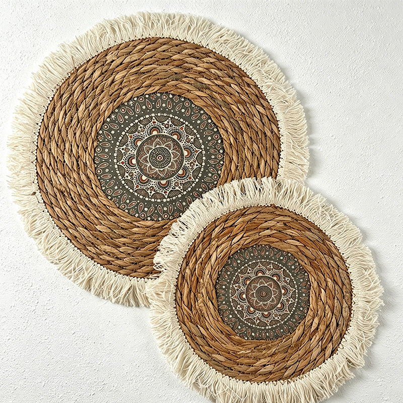 CouldNook Reed Bohemian Tassel Mat - Aesthetic Patterned Placemat