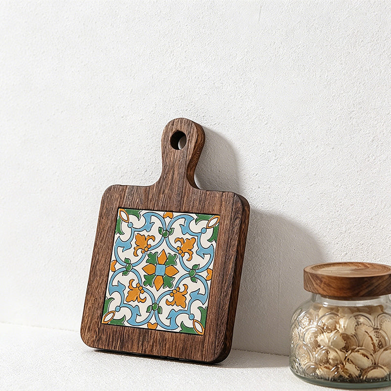CouldNook Vintage Tile Wooden Trivet - Heat Resistant Kitchen Pot Holder